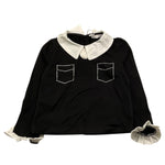 MISS GRANT shirt tinta unita con colletto in contrasto Nero per Bambina MG1150 NERO MISS GRANT 