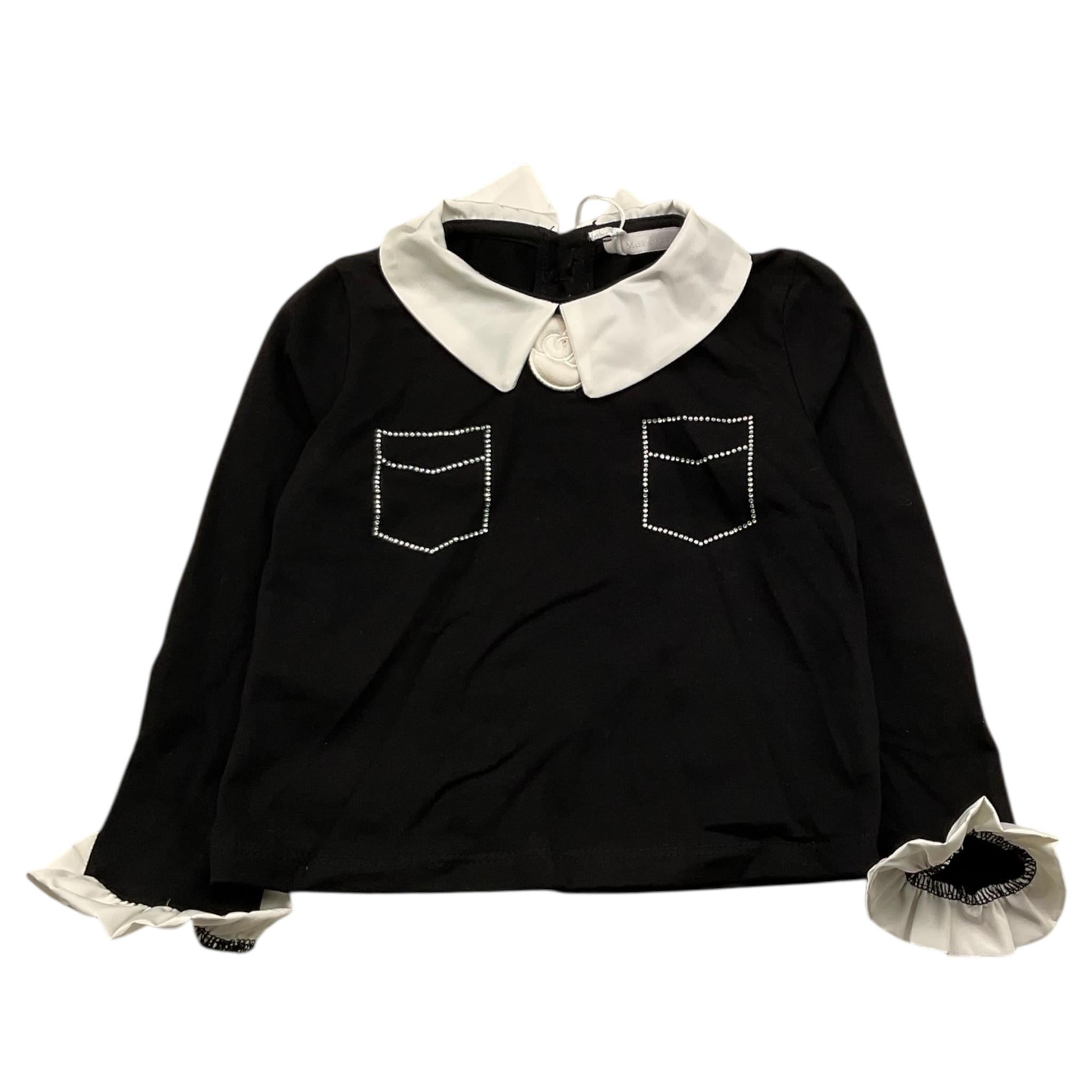 MISS GRANT shirt tinta unita con colletto in contrasto Nero per Bambina MG1150 NERO MISS GRANT 