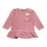 Name.It Rosa gestreiftes einfarbiges Langarmkleid für Baby-Mädchen