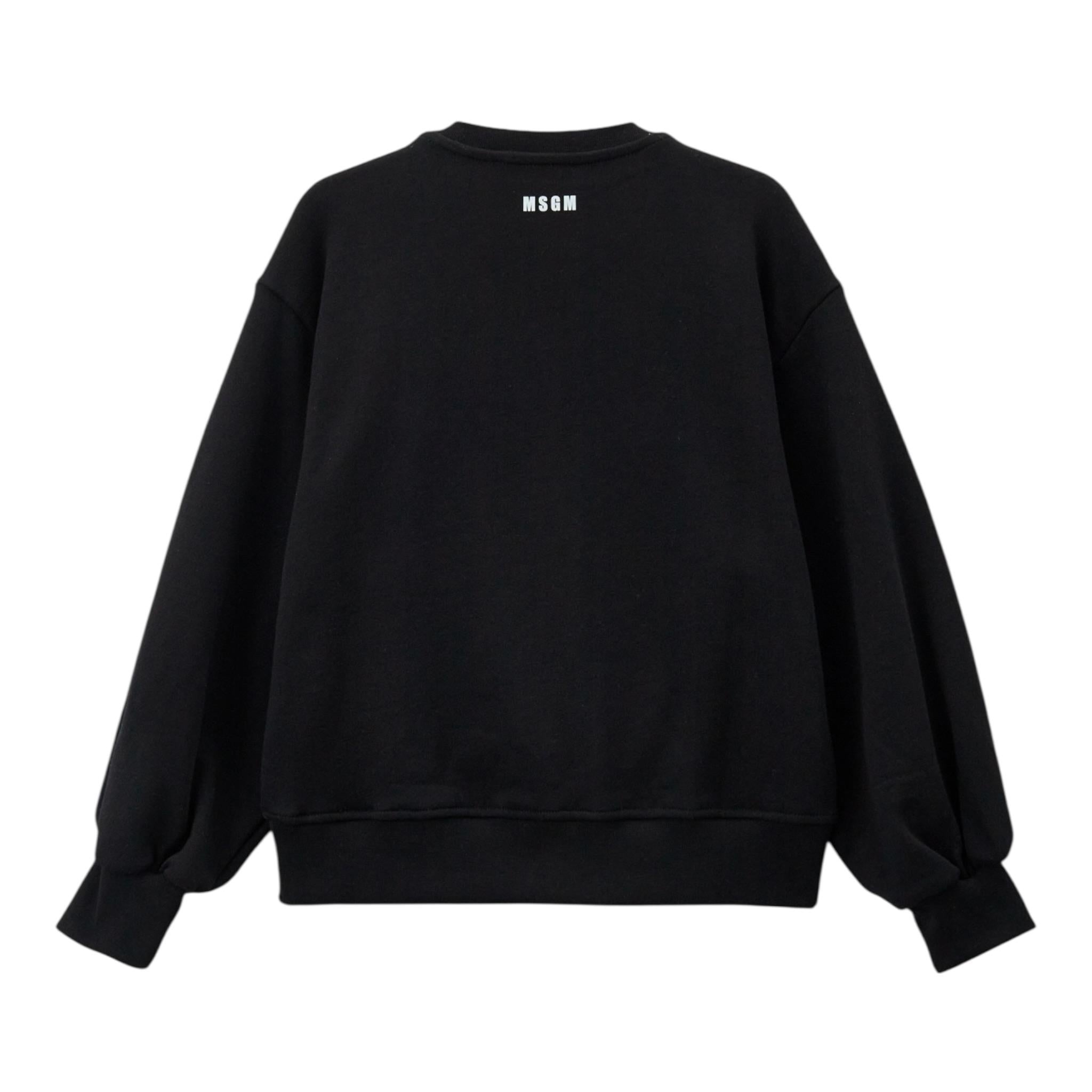 Msgm Felpa Chiusa Girocollo Tinta Unita con Stampa per Bambina S5MSJGSW107X NERO MSGM 