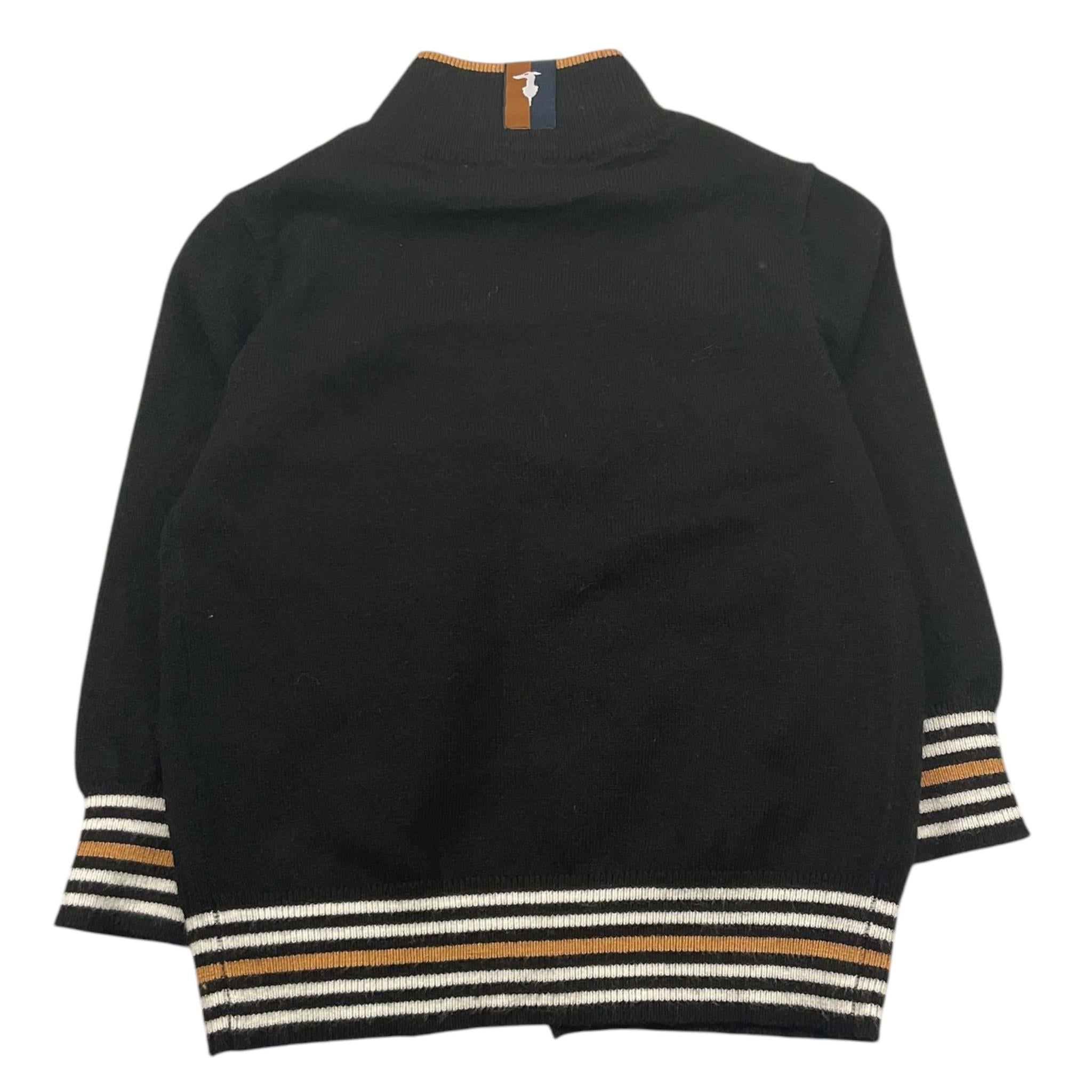 TRUSSARDI cardigan tinta unita cn profil in contrasto Nero per Neonato TIA25077MA NERO TRUSSARDI 