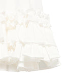 Dou Dou Abito Tinta Unita Mezza Manica con Balze per Bambina DW1A61X BIANCO DOU DOU 