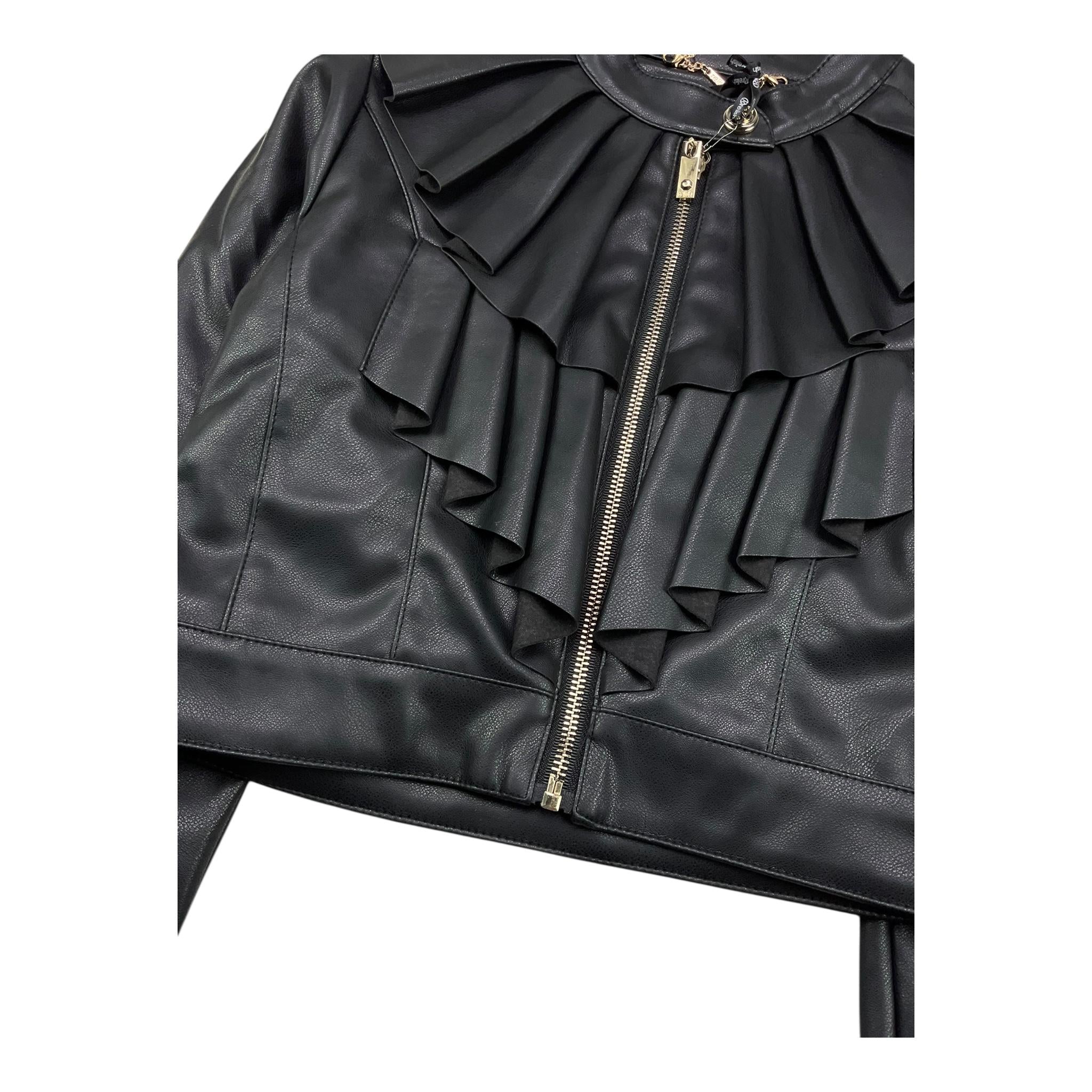 RELISH chiodo in ecopelle tinta unita Nero per Bambina RGA23050 NERO RELISH 