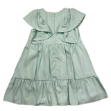 Barcellino Einfarbiges Halbarmkleid mit aquagrünen Rüschen für Baby Mädchen