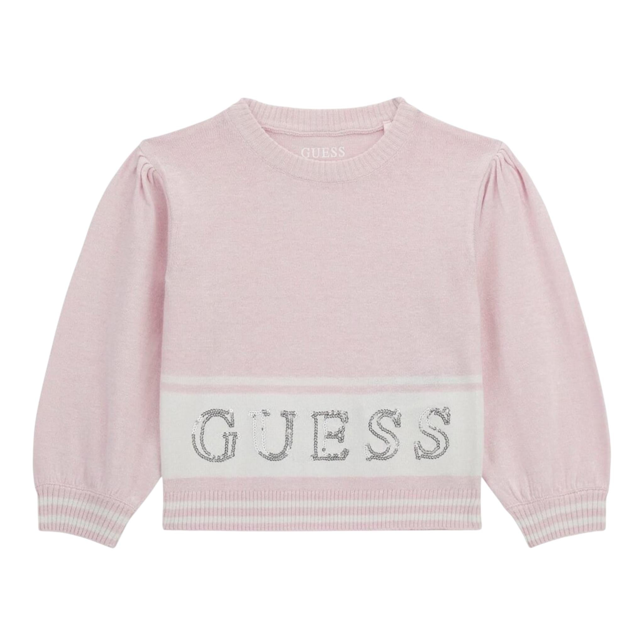 GUESS maglia girocollo tinta unita coon logo Rosa per Neonata K4YR00Z3GW00 ROSA GUESS 