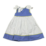 Ilfarobimbi Abito tinta unita Giromanica con Fiocchi Bianco/Blu per Bambina IFB50585XJ BIANCO/BLU ILFAROBIMBI 