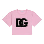 Dolce & Gabbana T-Shirt Girocollo Tinta Unita con Logo per Neonata F1452 ROSA DOLCE & GABBANA 