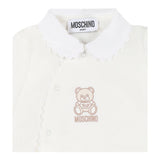 Moschino Tutina Tinta Unita con Stampa per Neonata MUY07L BIANCO MOSCHINO 