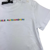 Daniele Alessandrini Einfarbiges T-Shirt mit Rundhalsausschnitt und weißer Tasche für Neugeborene