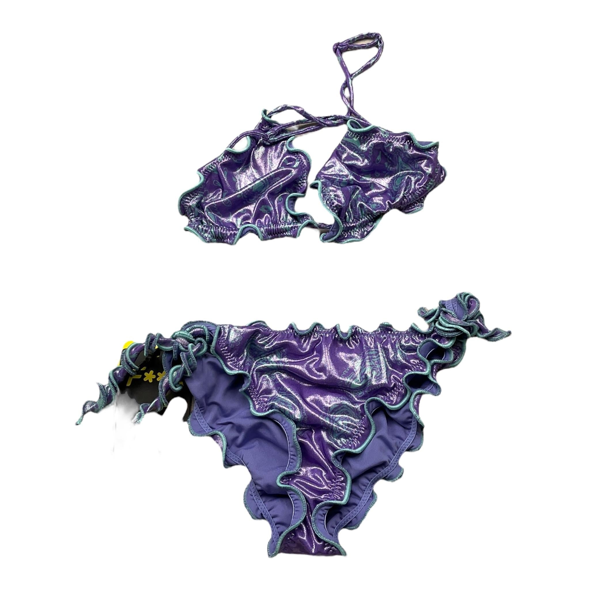 F**K Costume 2 Pezzi Tinta Unita Triangolo-Slip per Bambina FK219329 VIOLA F**K 