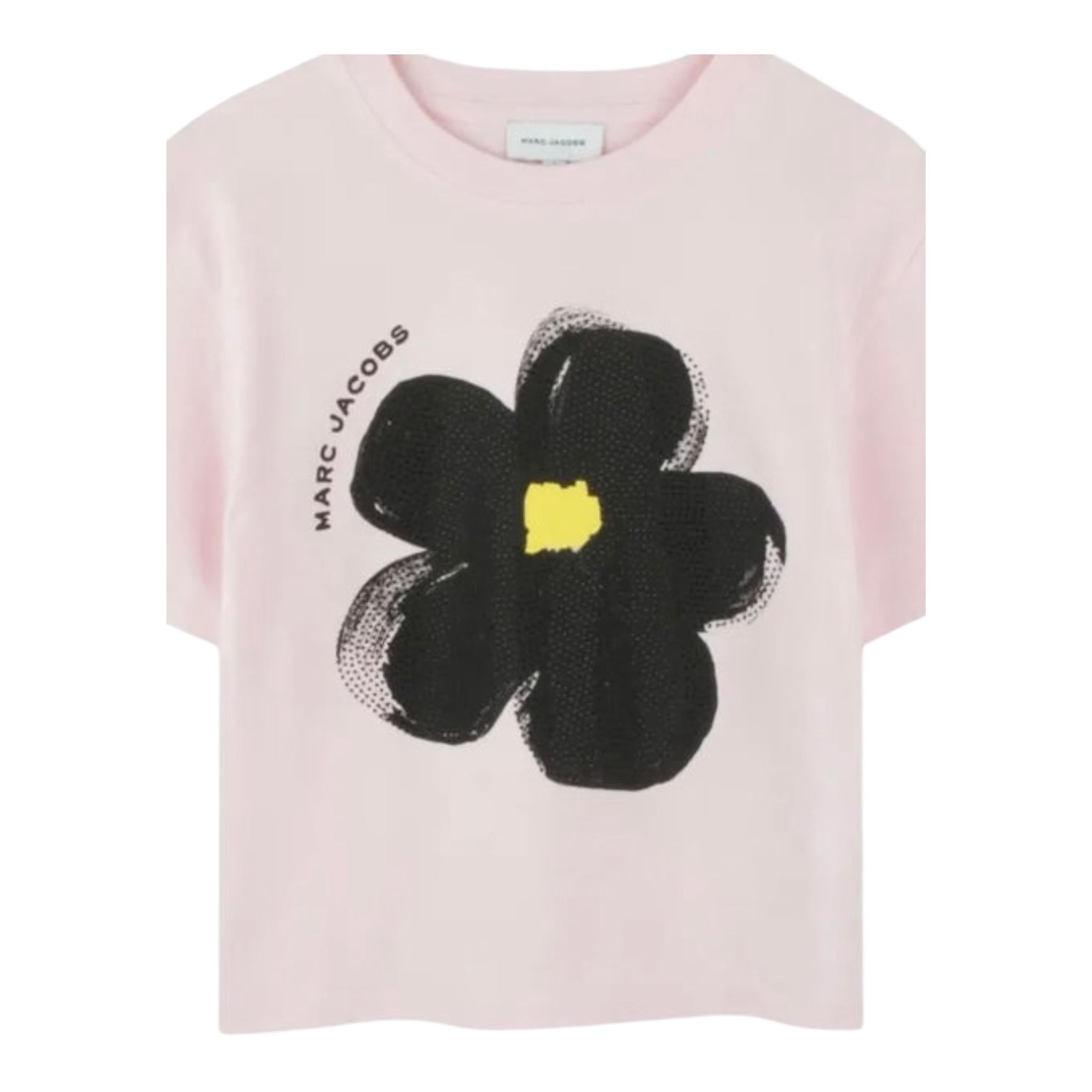 Marc Jacobs T-Shirt Girocollo Tinta Unita con Stampa per Bambina W60542 ROSA MARC JACOBS 