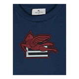 ETRO t-shirt girocollo tinta unita con logo Blu per Bambino GV8P51 BLU ETRO 
