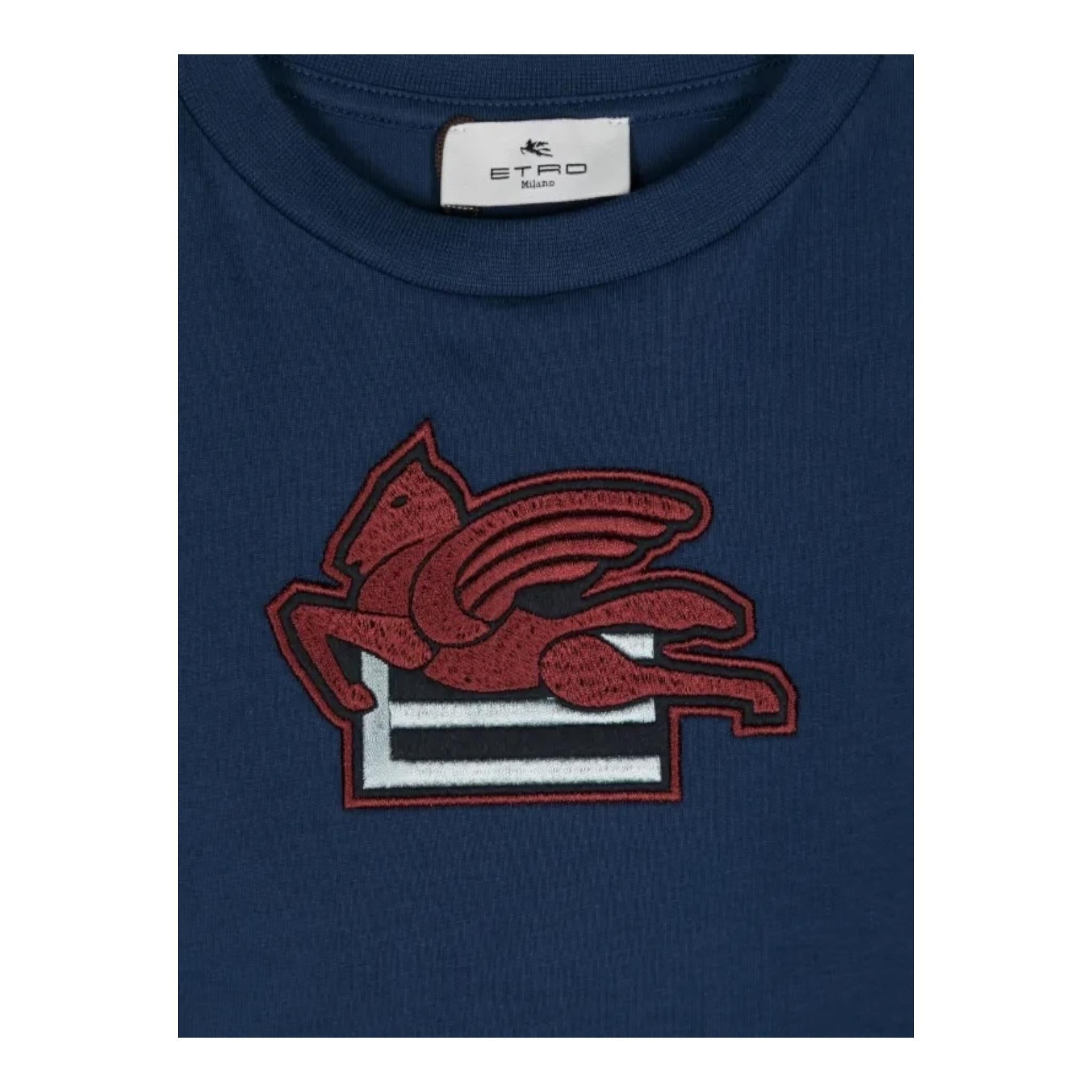 ETRO t-shirt girocollo tinta unita con logo Blu per Bambino GV8P51 BLU ETRO 