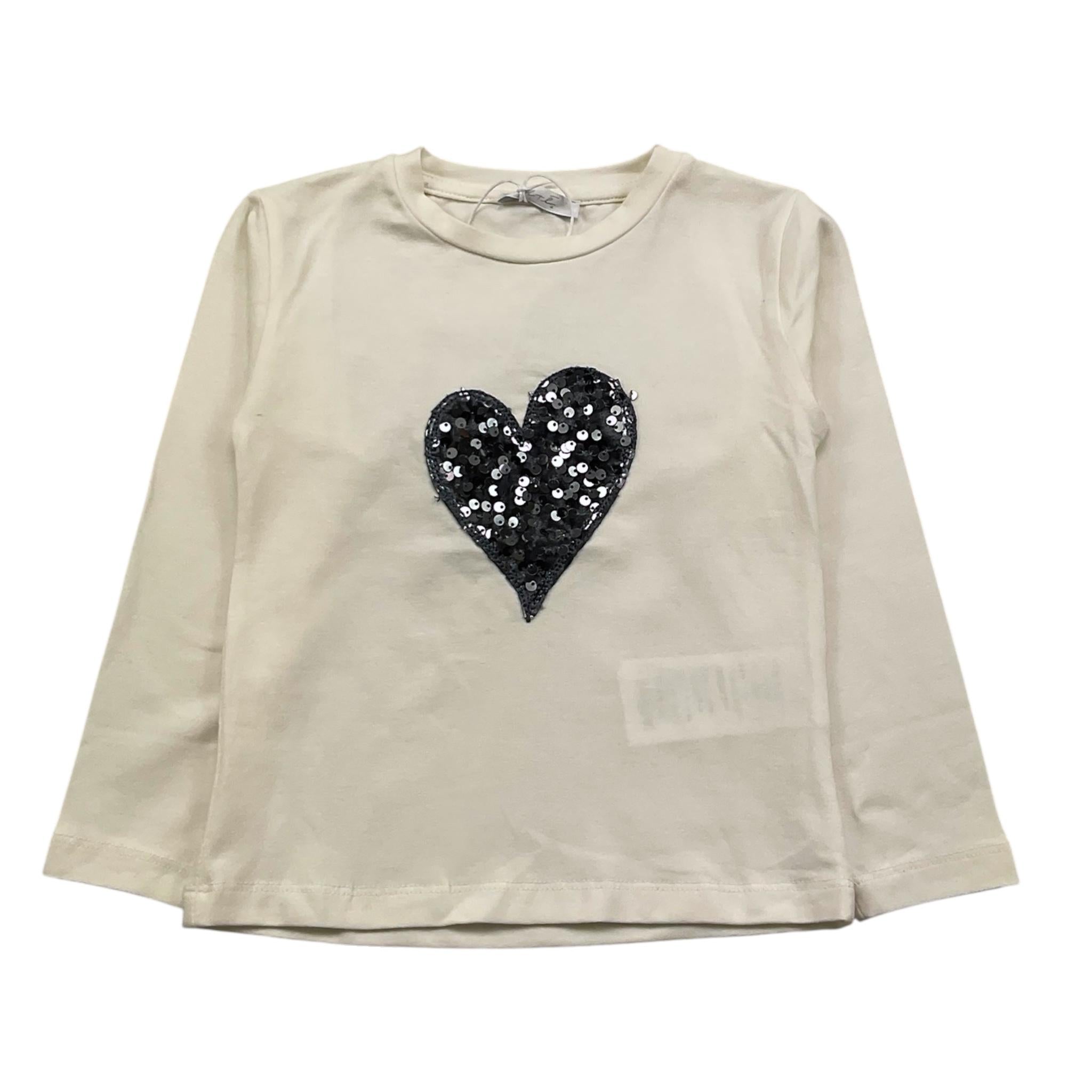 M+E' shirt girocollo tinta unita con cuore paillettato Panna per Neonata UE1549N PANNA M+E' 