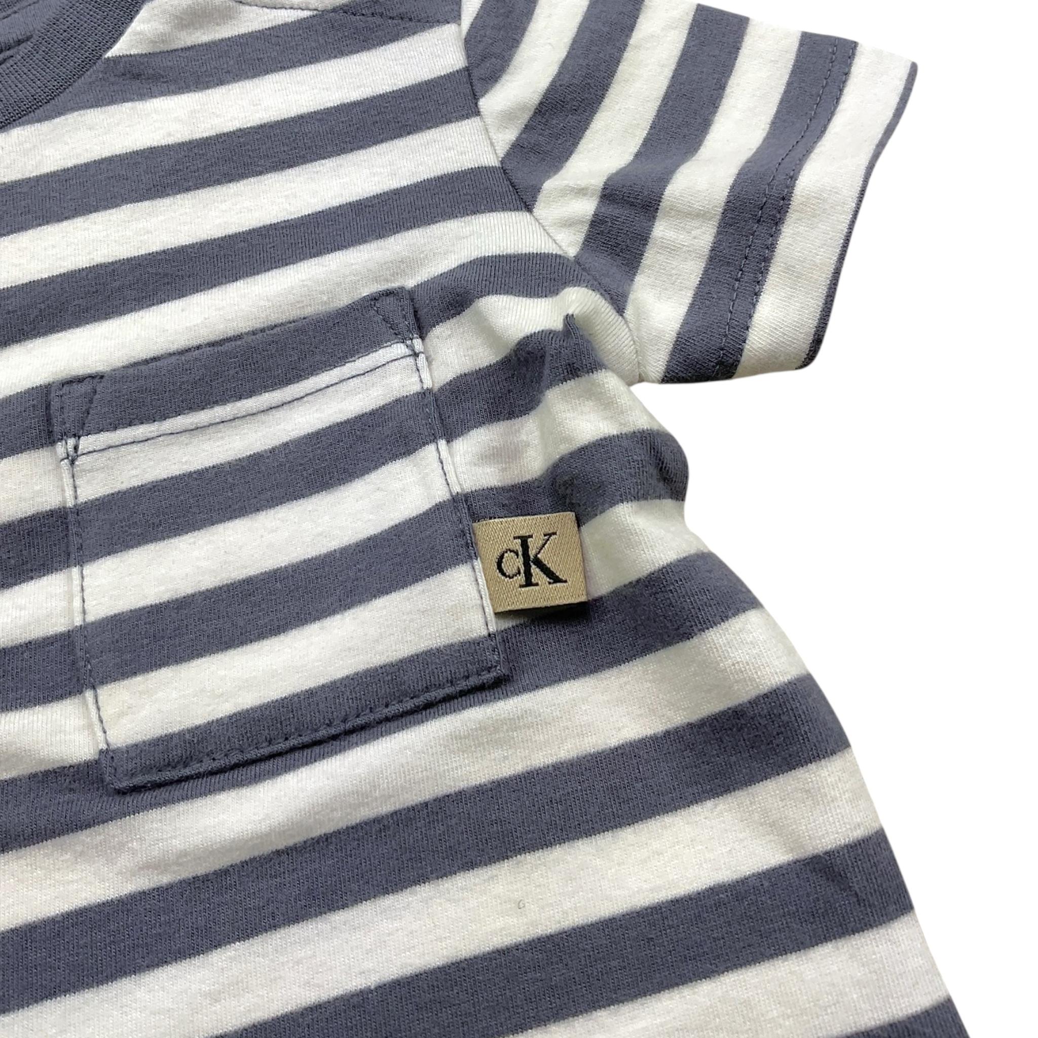 Calvin Klein T-Shirt Girocollo Tinta Unita con Fantasia A Righe per Bambino IN0IN02950J BIANCO CALVIN KLEIN 