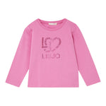 LIU JO shirt girocollo tinta unita con stampa Rosa per Bambina KF4029 ROSA LIU JO 