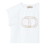 Twinset T-Shirt Girocollo tinta unita con Stampa Bianco per Bambina 251GJ2QR1X BIANCO TWINSET 