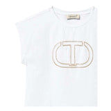 Twinset T-Shirt Girocollo tinta unita con Stampa Bianco per Bambina 251GJ2QR1X BIANCO TWINSET 