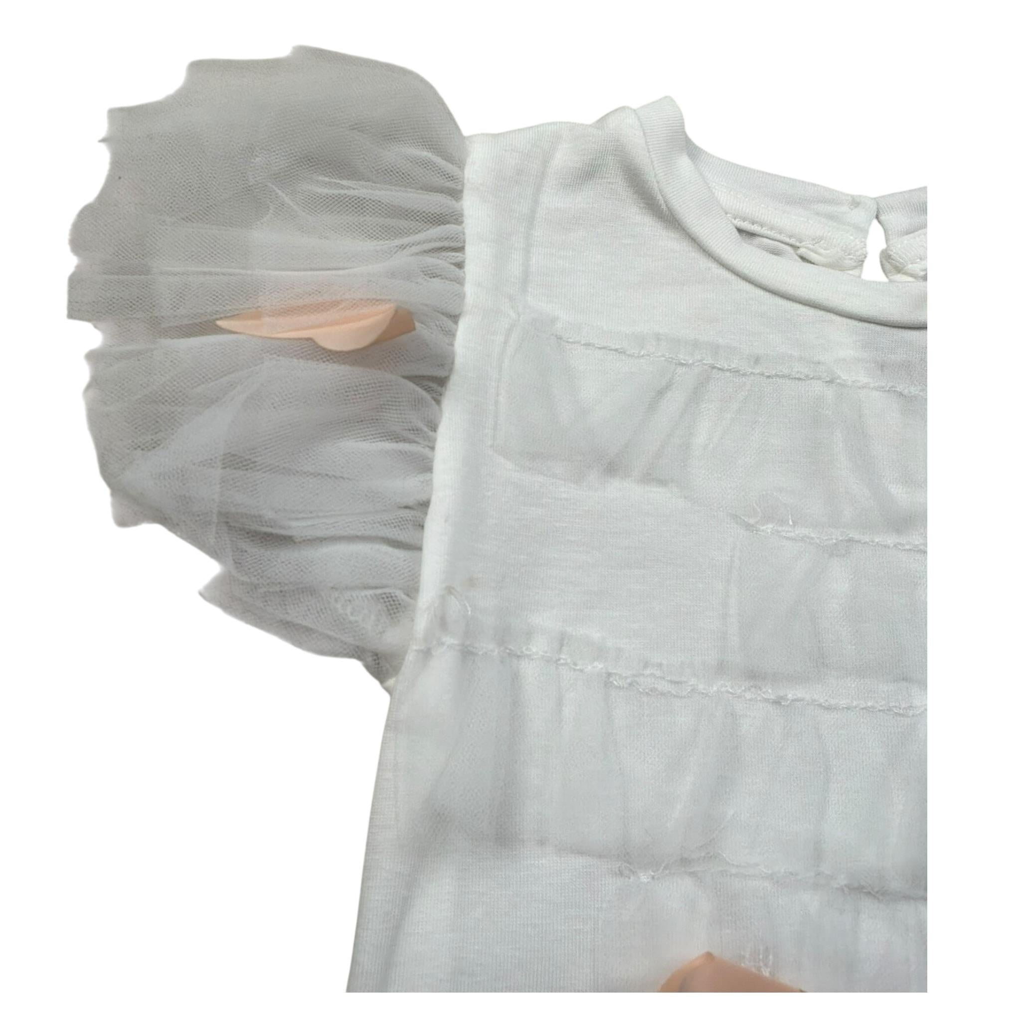 Miss Grant T-Shirt Girocollo Tinta Unita con Applicazioni per Neonata MG1335 BIANCO MISS GRANT 