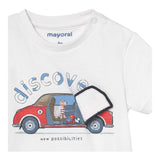 Mayoral Rundhals-T-Shirt einfarbig mit Kontrastdrucken weiß für Neugeborene