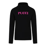 EMILIO PUCCI maglia collo alto tinta unita con stampa logo Nero per Bambina PV9A40 NERO EMILIO PUCCI 