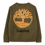 TIMBERLAND maglia girocollo tinta unita con logo Verde per Bambino T60321 VERDE TIMBERLAND 