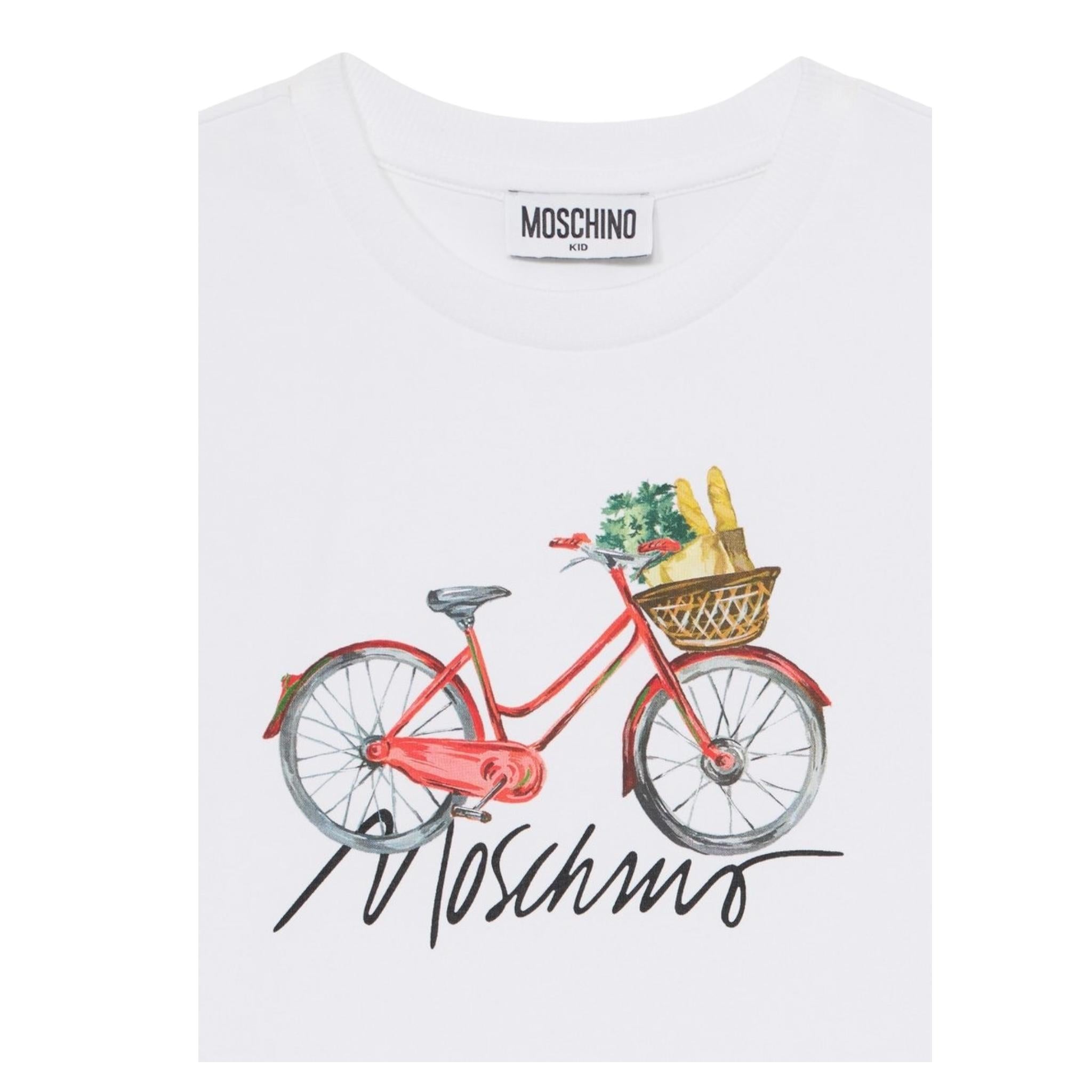 Moschino T-Shirt Girocollo Tinta Unita con Stampa per Bambina HAM06U BIANCO MOSCHINO 