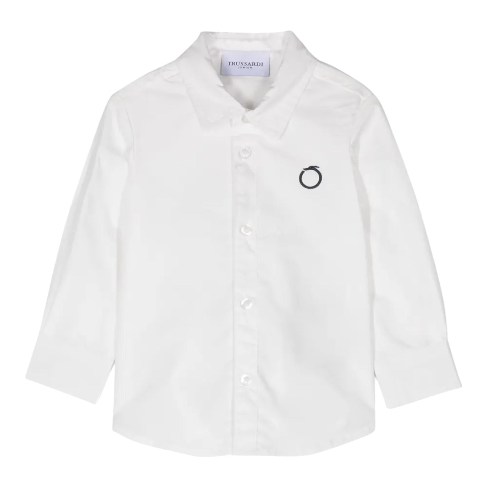 TRUSSARDI camicia tinta unita con logo Bianco per Bambino TIA24068CA BIANCO TRUSSARDI 