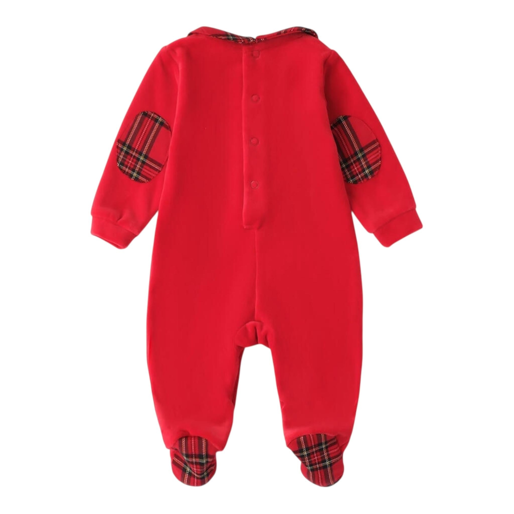 MINI BANDA tutina tinta unita con fantasia scozzese Rosso per Neonata 3A640 ROSSO MINI BANDA 