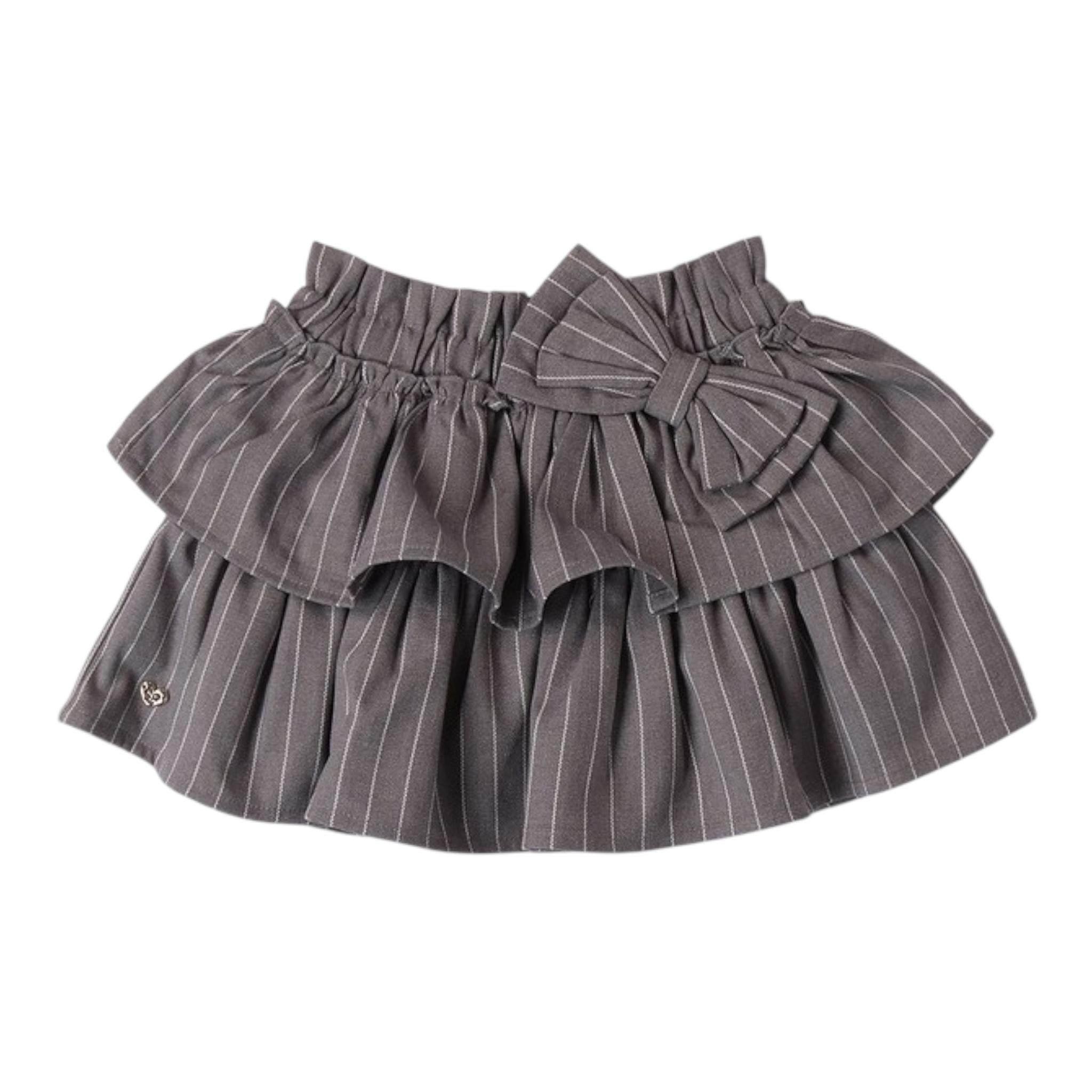 SARABANDA gonna tinta unita con fiocco e fantasia a righe Grigio per Bambina A264 GRIGIO SARABANDA 