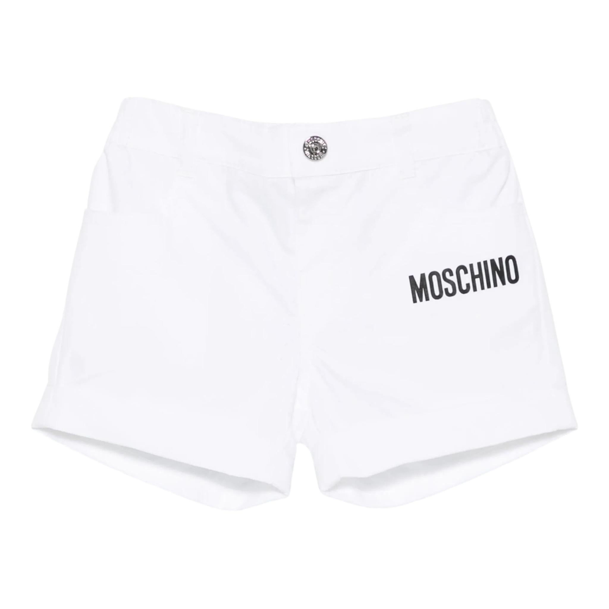 Moschino Bermuda Tinta Unita con Elastico In Vita per Neonato MUQ01JX BIANCO MOSCHINO 