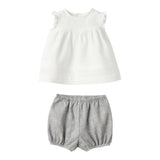 The Owl Komplettset 2-teiliges Shirt-Hosen-Set zweifarbig weiß/grau für Baby-Mädchen