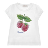 Monnalisa T-Shirt Girocollo Tinta Unita con Brillantini per Bambina 19E617 BIANCO MONNALISA 