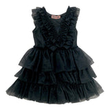 Aniye By Girl Schwarzes, einfarbiges, ärmelloses Tüllkleid für Mädchen