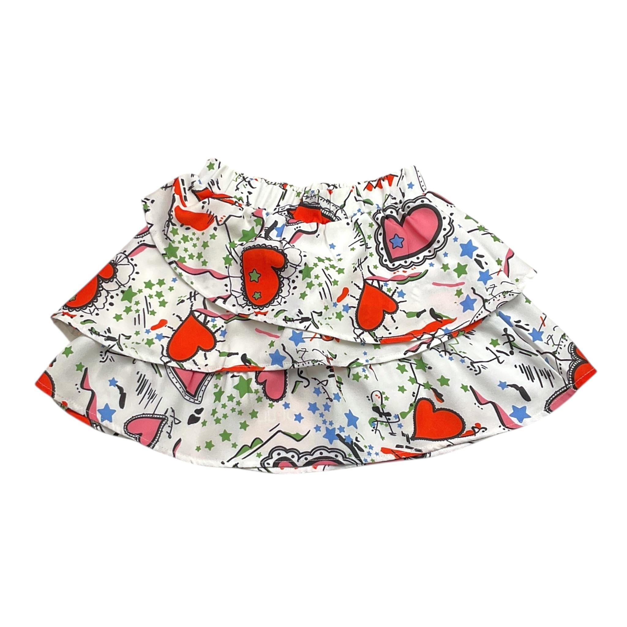 LIU JO gonna tinta unita con stampa Bianco per Bambina KF2106 BIANCO LIU JO 