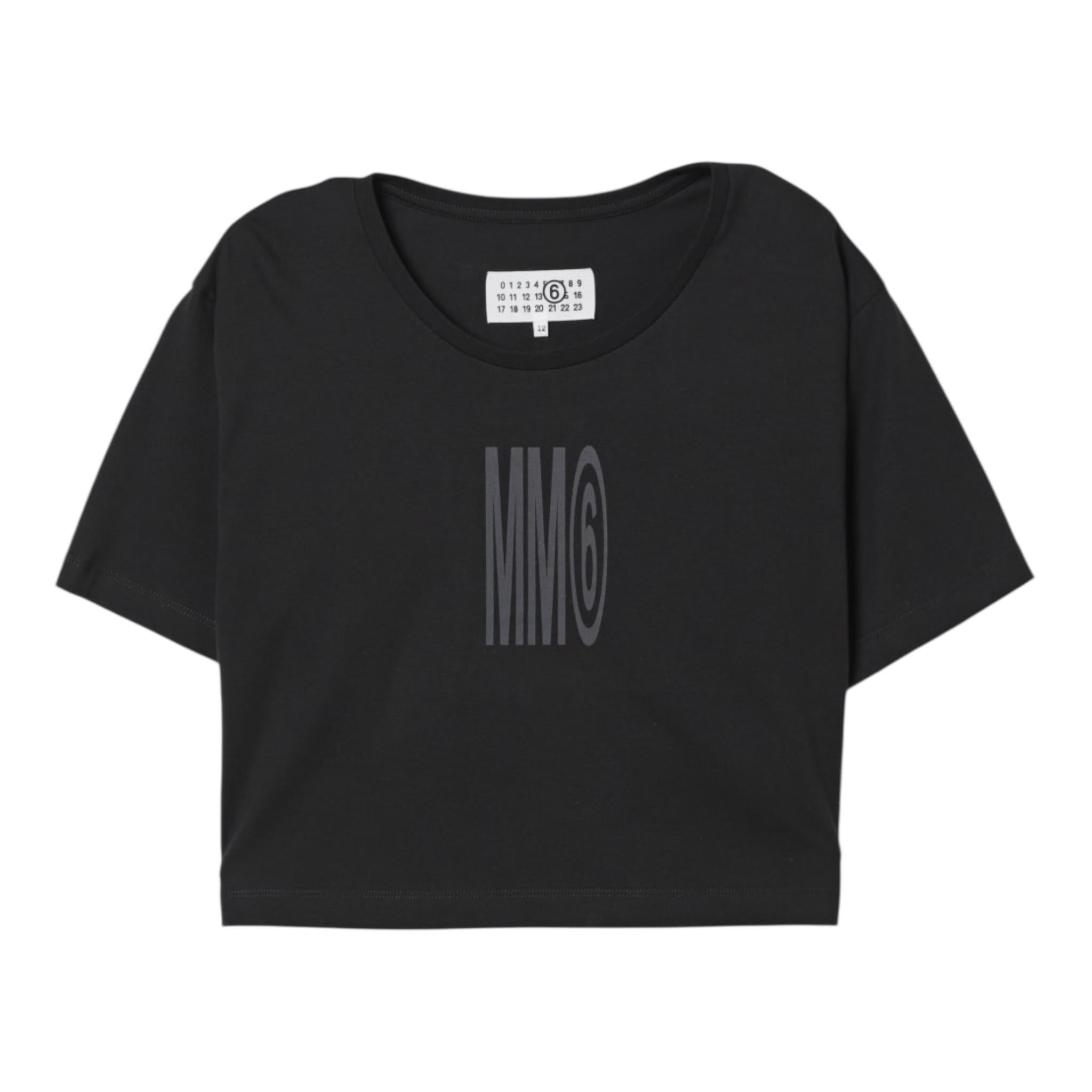 Maison Margiela T-Shirt Girocollo Tinta Unita con Stampa per Bambina M60806M NERO MAISON MARGIELA 