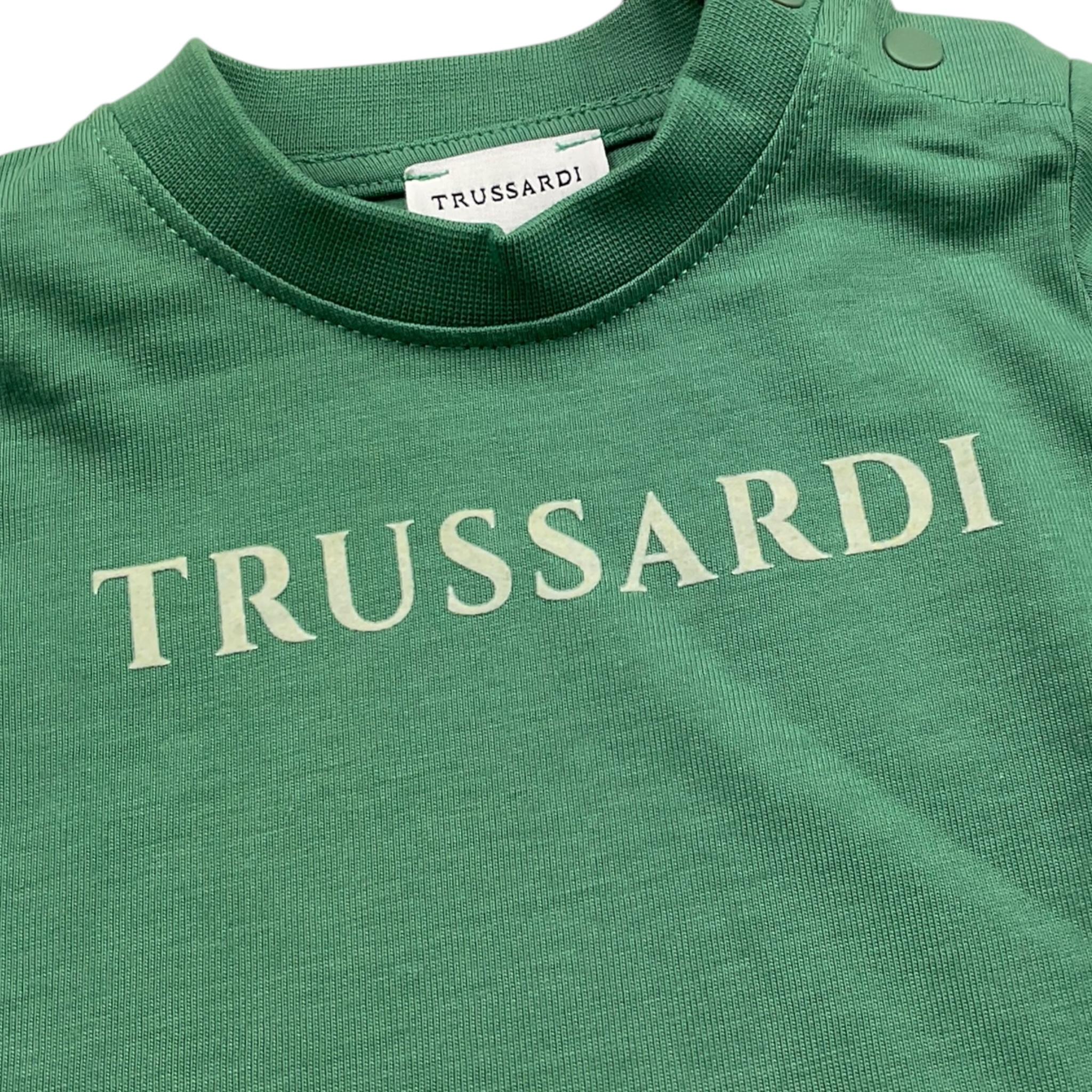 TRUSSARDI t-shirt girocollo tinta unita con stampa Verde per Neonato TIA25014TS VERDE TRUSSARDI 