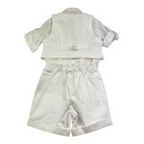 Baby A. Komplett 4-teilig Shirt-Body-Weste-Bermuda-Fliege Weiß für Neugeborene