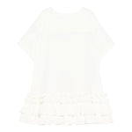 Dou Dou Abito Tinta Unita Mezza Manica con Balze per Bambina DW1A61X BIANCO DOU DOU 