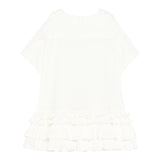 Dou Dou Abito Tinta Unita Mezza Manica con Balze per Bambina DW1A61X BIANCO DOU DOU 