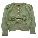ANGEL'S FACE cardigan tinta unita lurex con applicazioni fiocchi Verde per Bambina NICOLETTEX VERDE ANGEL'S FACE 