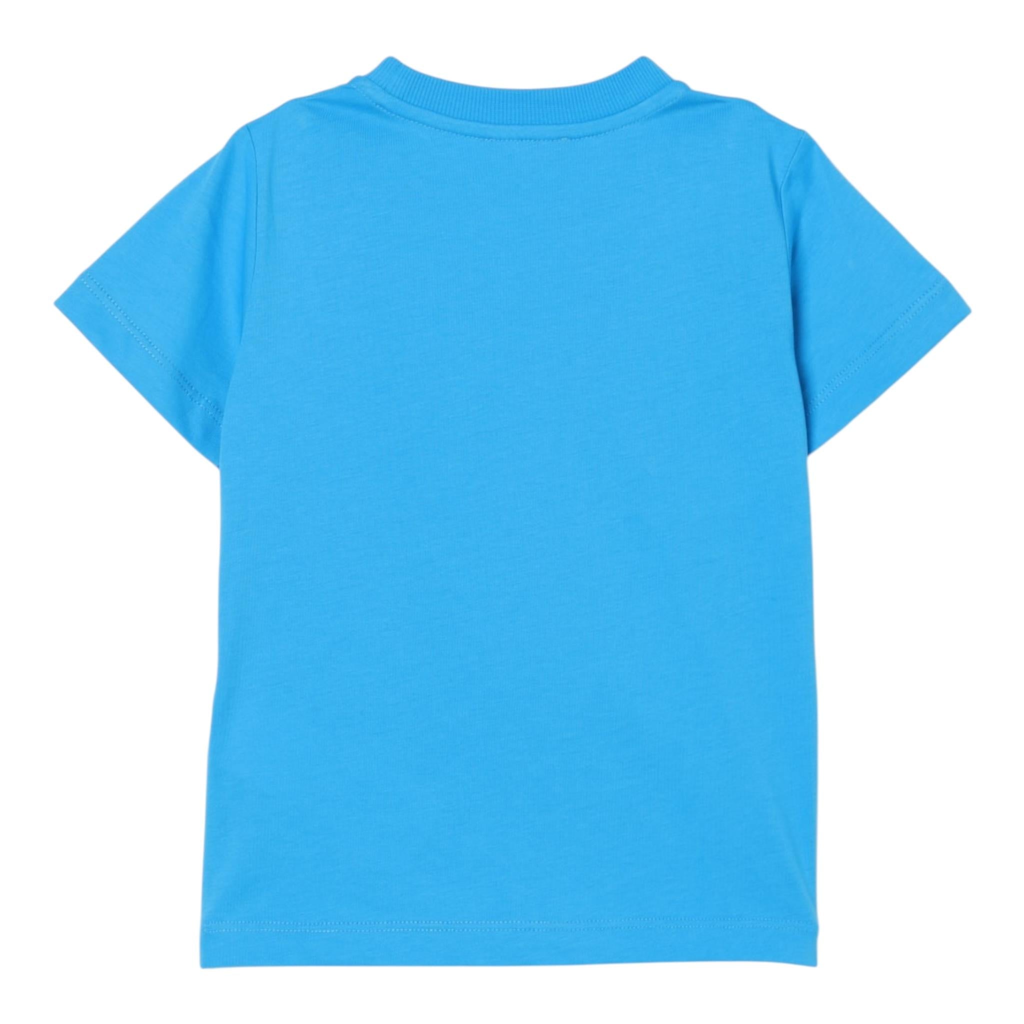 Moschino T-Shirt Girocollo Tinta Unita con Stampa Orso per Neonato MUM04D AZZURRO MOSCHINO 