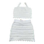 Elisabetta Franchi Completo 2 Pezzi Gonna Tinta Unita con Ricami-Top per Bambina EFCM015X BIANCO ELISABETTA FRANCHI 