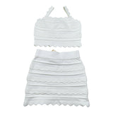 Elisabetta Franchi Completo 2 Pezzi Gonna Tinta Unita con Ricami-Top per Bambina EFCM015X BIANCO ELISABETTA FRANCHI 