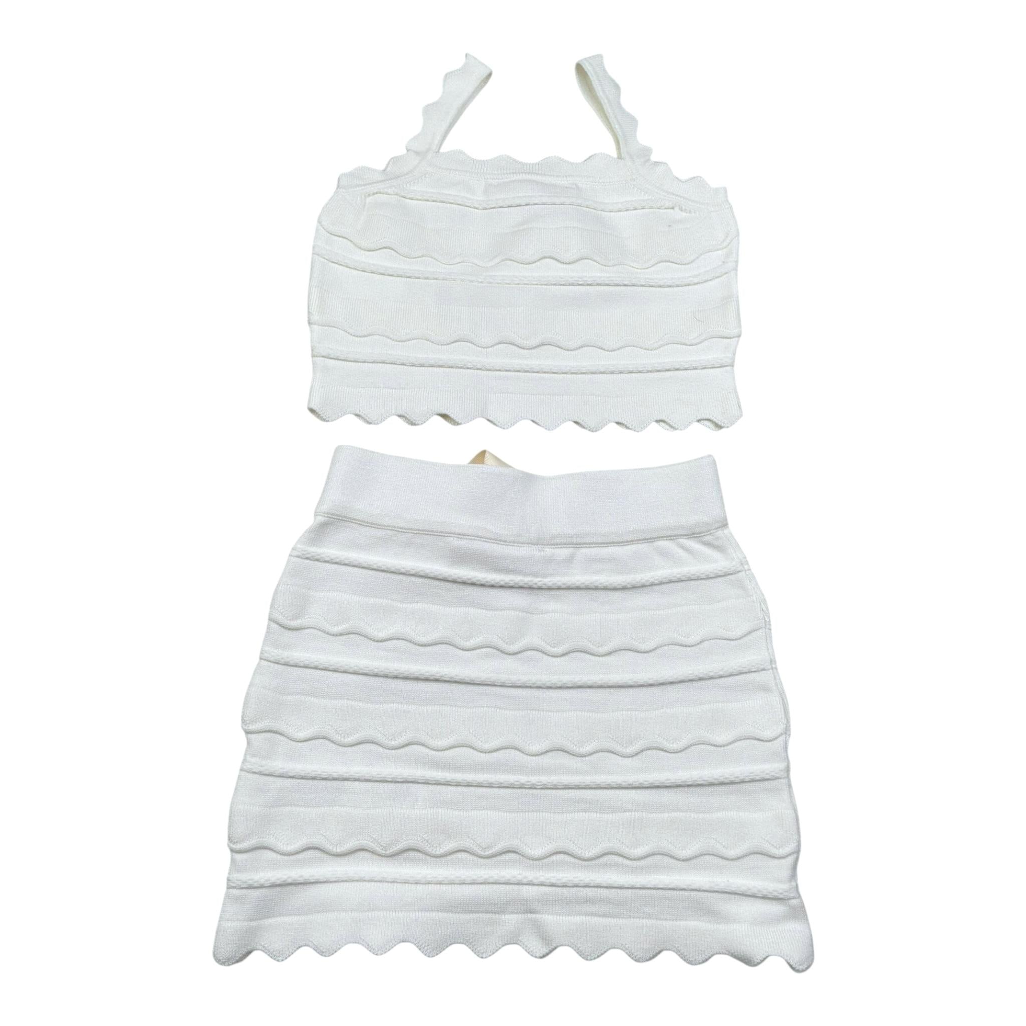 Elisabetta Franchi Completo 2 Pezzi Gonna Tinta Unita con Ricami-Top per Bambina EFCM015X BIANCO ELISABETTA FRANCHI 