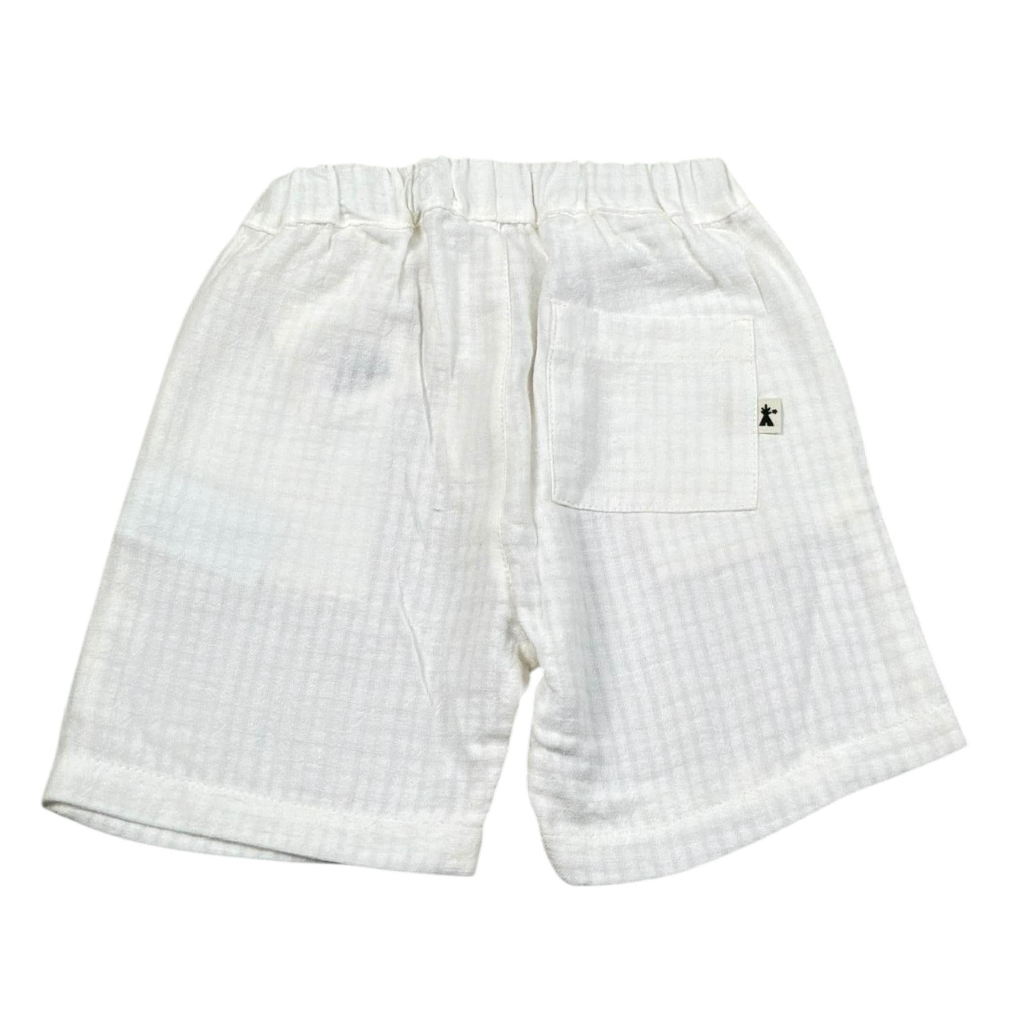 Petit Indi Bermuda Tinta Unita con Elastico In Vita per Neonato SS25BK8040X BIANCO PETIT INDI 