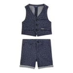 Guess Completo 2 Pezzi Gilet-Bermuda Tinta Unita per Bambino I4RG24KC3H0J BLU GUESS 