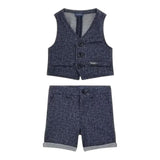 Guess Completo 2 Pezzi Gilet-Bermuda Tinta Unita per Bambino I4RG24KC3H0J BLU GUESS 