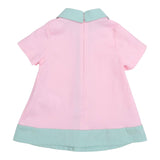 Simonetta Kleid Halbarm Einfarbig mit kontrastierenden Profilen Rosa für Baby Mädchen