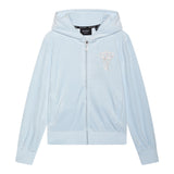 Juicy Couture Mädchen Einfarbiger Wildleder-Hoodie Hellblau